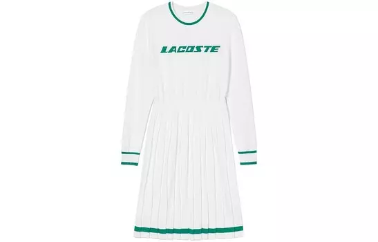 Платье с длинными рукавами женское белое Lacoste