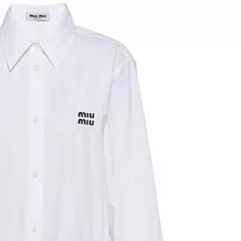 Платье с длинными рукавами женское белое Miu Miu