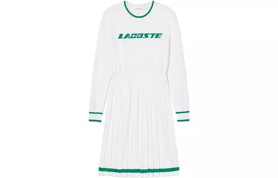 Платье с длинными рукавами женское белое Lacoste