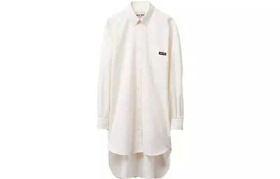 Платье с длинными рукавами женское белое Miu Miu