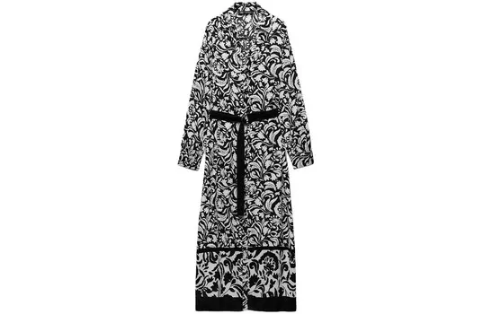 Платье с длинными рукавами женское черное/белое Zara