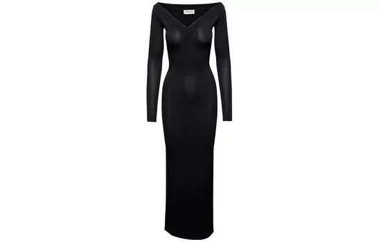 Платье с длинными рукавами женское черное Saint Laurent