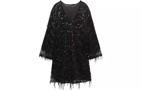 Платье с длинными рукавами женское черное Zara