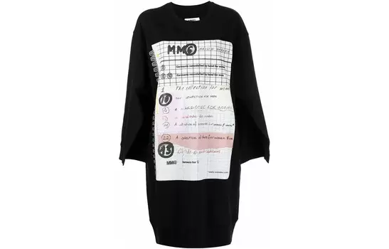 Платье с длинными рукавами женское черное Mm6 Maison Margiela