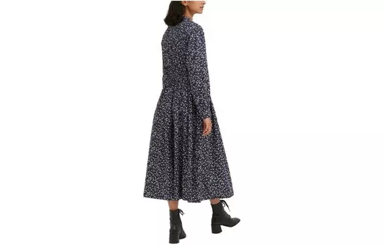 Платье с длинными рукавами женское, цвет морской волны Uniqlo