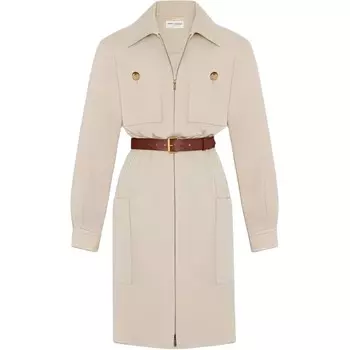 Платье с длинными рукавами женское цвета хаки Saint Laurent