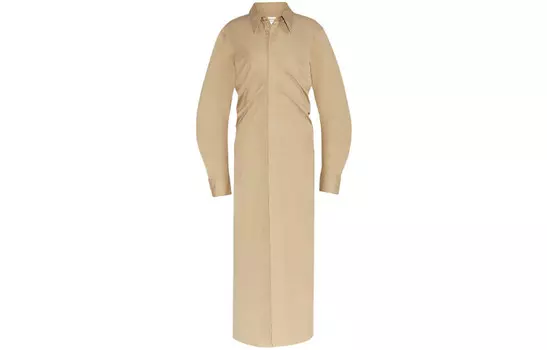 Платье с длинными рукавами женское цвета хаки Bottega Veneta
