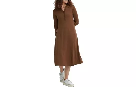 Платье с длинными рукавами женское каштановое Uniqlo