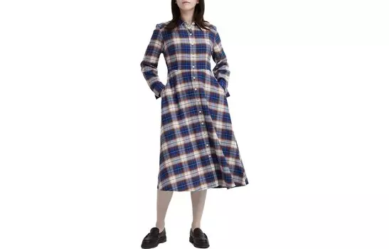 Платье с длинными рукавами женское королевского синего цвета Uniqlo