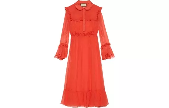 Платье с длинными рукавами женское оранжевое Gucci