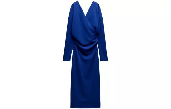 Платье с длинными рукавами женское ярко-синее Zara