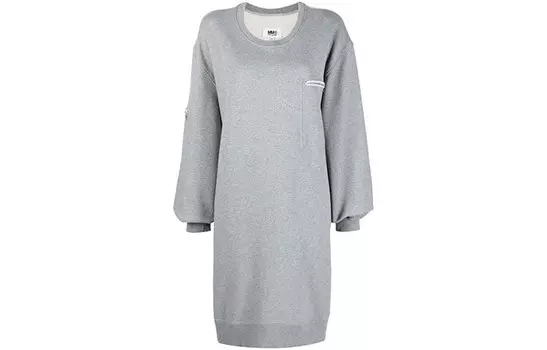 Платье с длинными рукавами женское серое Mm6 Maison Margiela