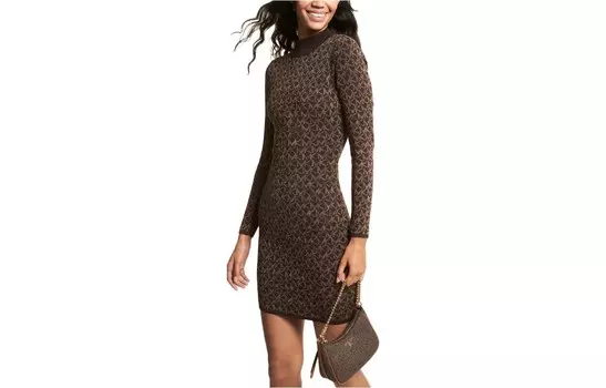 Платье с длинными рукавами женское шоколадное Michael Kors