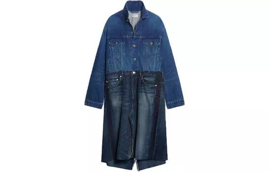 Платье с длинными рукавами женское синее Balenciaga