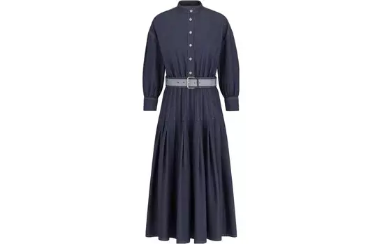 Платье с длинными рукавами женское синее Dior