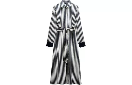 Платье с длинными рукавами женское телесного/темно-синего цвета Zara