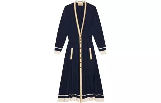 Платье с длинными рукавами женское темно-синее Gucci