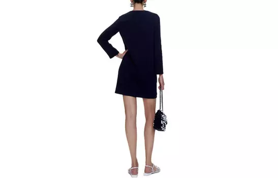 Платье с длинными рукавами женское темно-синее Chanel