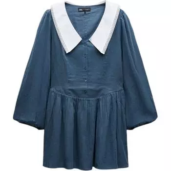 Платье с длинными рукавами женское Trf Light Petroleum ZARA, Light Petroleum