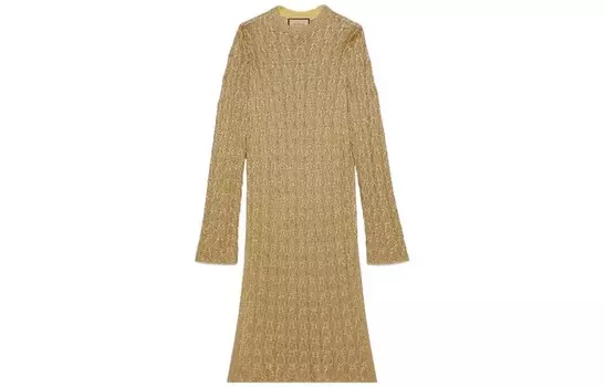 Платье с длинными рукавами женское желтое Gucci