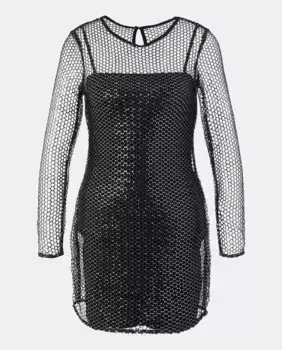 Платье с длинными сетчатыми рукавами Green Coast, черный