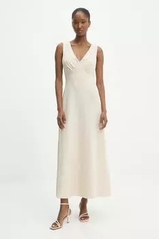 Платье с добавлением льна Answear.Lab, бежевый