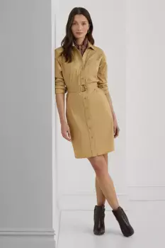 Платье с добавлением льна Lauren Ralph Lauren, бежевый