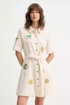 Платье с добавлением льна Lauren Never Fully Dressed, бежевый