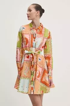 Платье с добавлением льна Never Fully Dressed, оранжевый