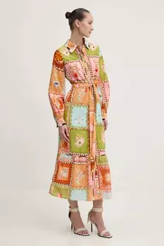 Платье с добавлением льна Never Fully Dressed, оранжевый