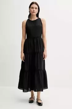 Платье с добавлением льна Pedro Del Hierro, черный