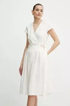 Платье с добавлением льна Twinset, бежевый