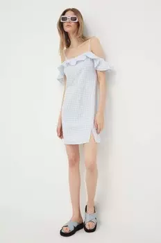 Платье с добавлением льна United Colors of Benetton, синий