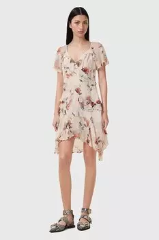 Платье с добавлением шелка DARMA Allsaints, бежевый