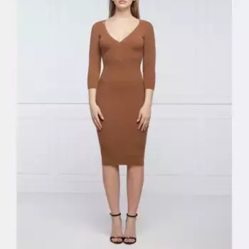 Платье с добавлением шелка Elisabetta Franchi, коричневый