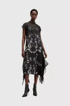 Платье с добавлением шелка GIAN DRESS AllSaints, черный