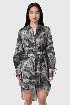 Платье с добавлением шелка LEYLA Allsaints, серый