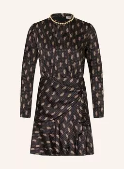 Платье с драгоценными камнями и воланами Sandro, коричневый