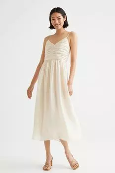 Платье с драпированным верхом H&M, сливочный