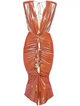 Платье с драпировкой Alexandre Vauthier, оранжевое