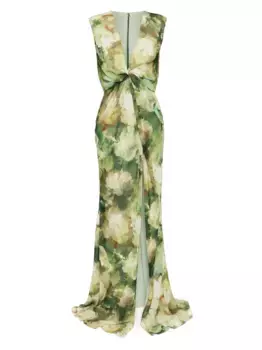 Платье с драпировкой Amsale, зеленый