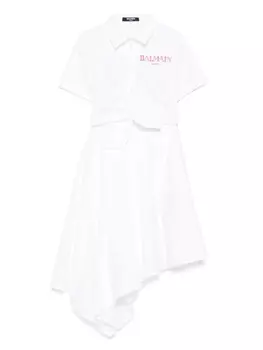 Платье с драпировкой Balmain Kids, белый