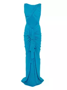 Платье с драпировкой Christopher Esber, синий