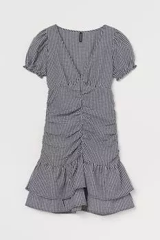 Платье с драпировкой H&amp;M, черный/белый в клетку
