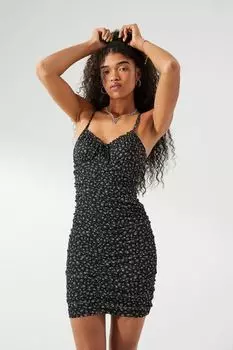 Платье с драпировкой H&amp;M, черный/маленькие цветы