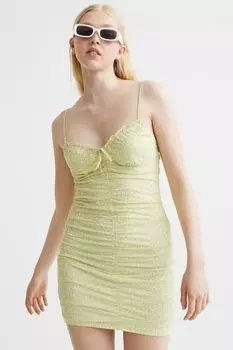 Платье с драпировкой H&amp;M, светло-желтый/маленькие цветы