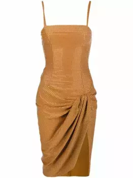 Платье с драпировкой и кристаллами Giuseppe Di Morabito, коричневый