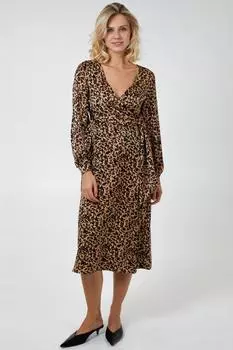 Платье с драпировкой и запахом на талии Blue Vanilla, коричневый