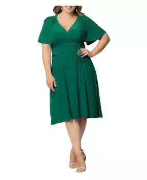 Платье с драпировкой и завязками Jemma больших размеров Kiyonna, зеленый