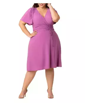 Платье с драпировкой и завязками Jemma больших размеров Kiyonna, фиолетовый
